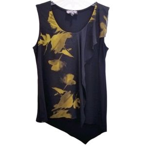 Trisisto Femme Women's Size Medium Petite Black Sleeveless Blouse Top Tank MP